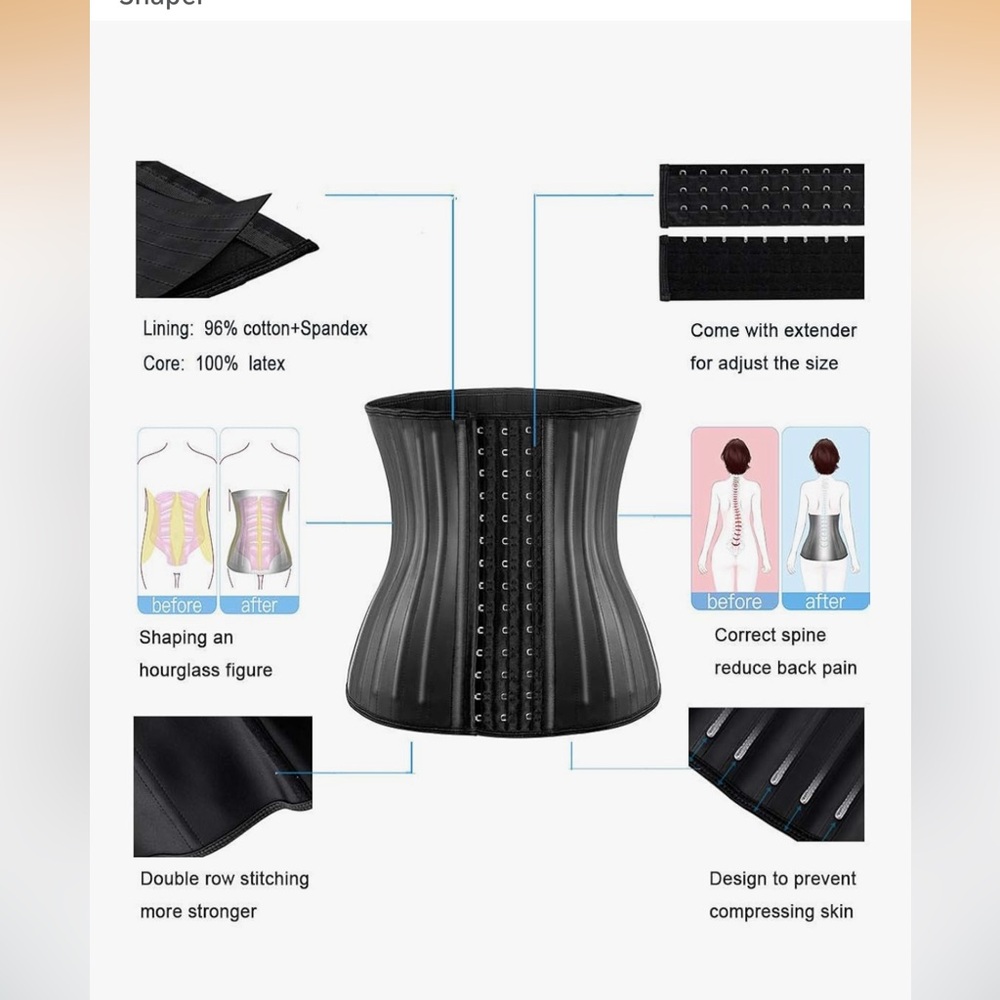 Waist trainer for women 9/25 steel bones & additional extender cincher corset - Picture 6 of 10